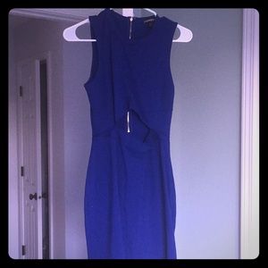 Express Royal Blue dress with gold zipper.